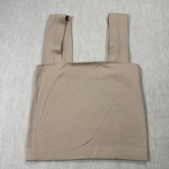 A New Day Tan Ribbed Cropped Top - Picture 1 of 4